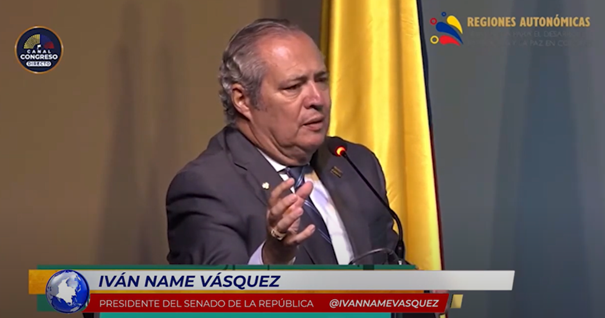 Ivan Name Vasquez, President of the Colombian Senate, calls for increased decentralization in Colombia